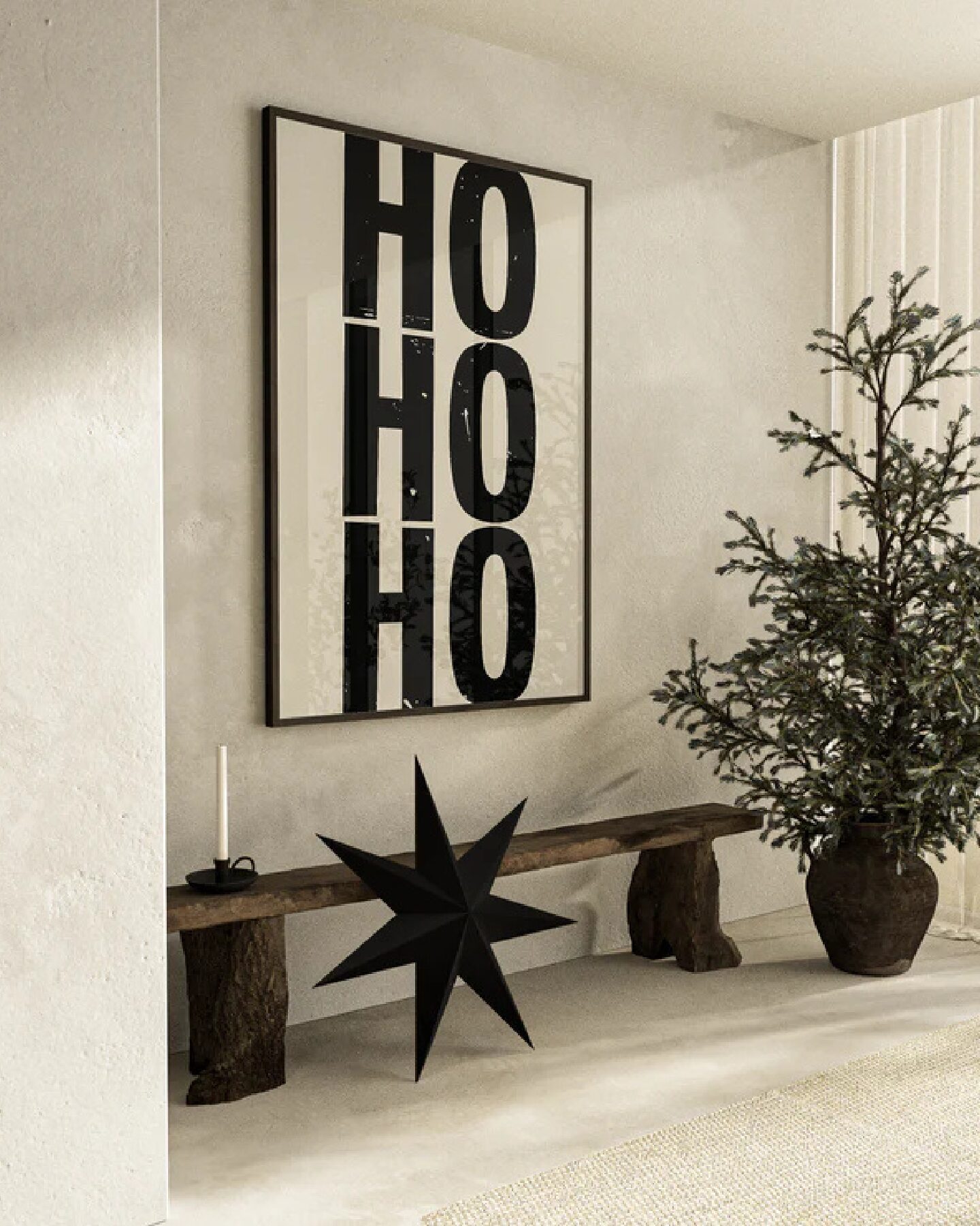 Poster "HO HO HO" weiß-beige 50x70 cm