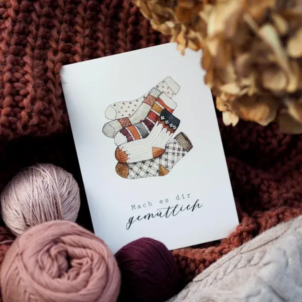 Postkarte Stricksocken